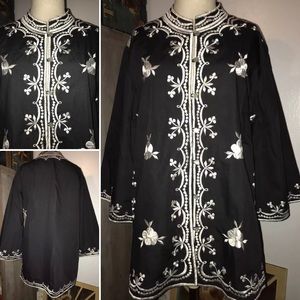 VTG 60s Embroidered Floral Mandarin Collar Jacket